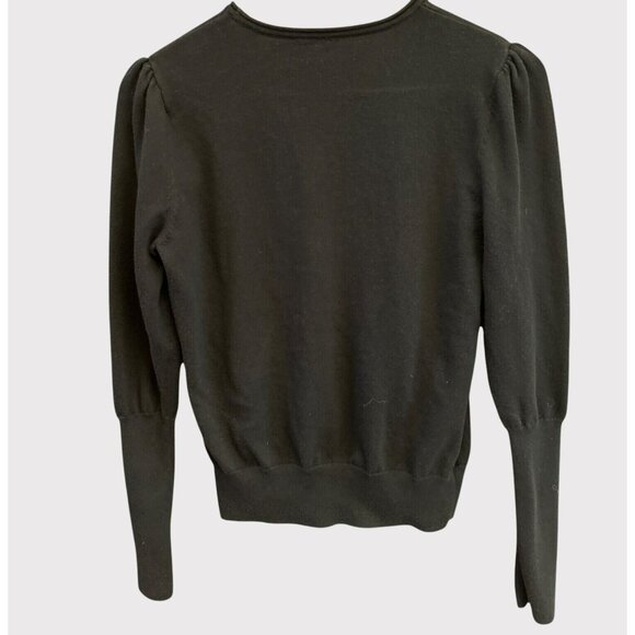 J. McLaughlin Womens Black Crewneck Sweater Pullover Medium Puff Sleeves Classic - Picture 4 of 4